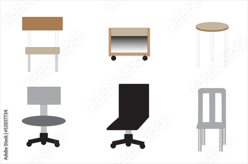 Several shapes and sizes of chair