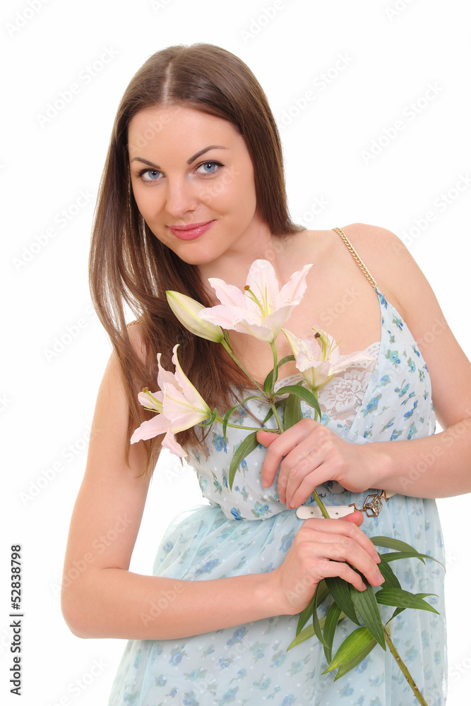 young beautiful girl with a lily young beautiful girl with a lily