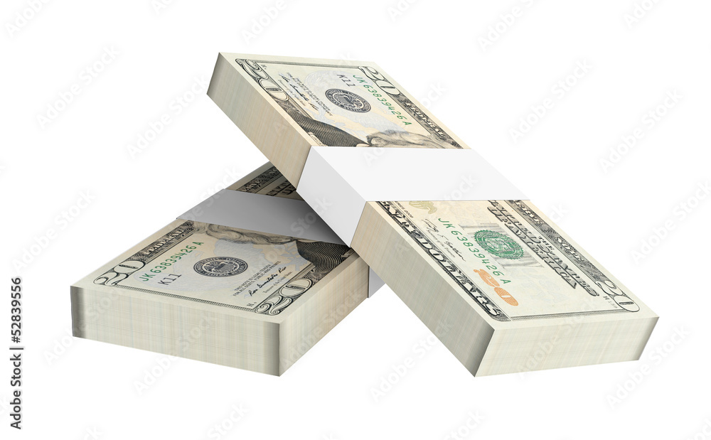 Dollars money isolated on whit. 3D photo rendering. Dollars money isolated on whit. 3D photo rendering.