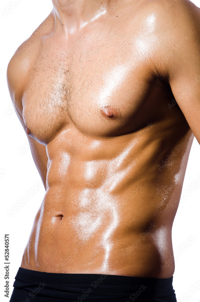 Fototapeta premium Muscular man isolated on the white