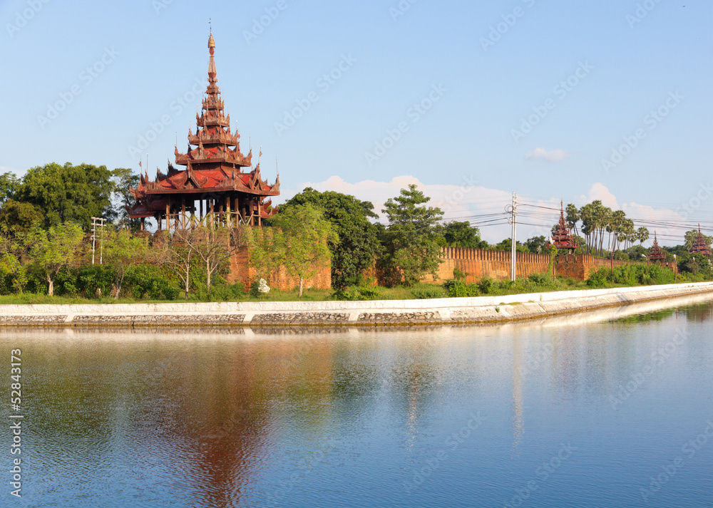 bastion at of the wall surrounding Mandalay Palace