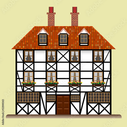 fachwerk house traditional cottage isolated