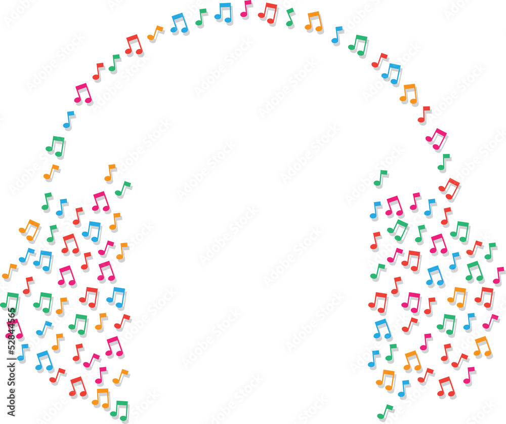 Small music notes forming headphones Small music notes forming headphones
