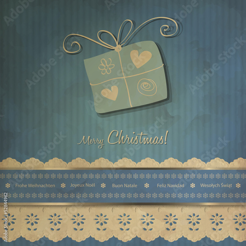 Merry Christmas Postkarte Vintage blau
