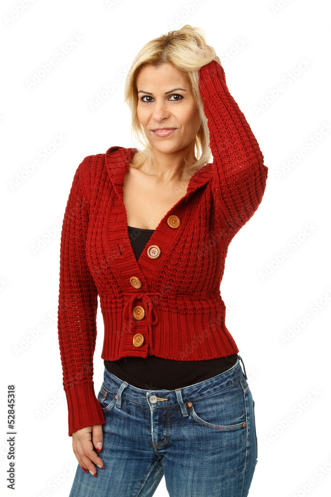 Cute girl with hand in hair Cute girl with hand in hair