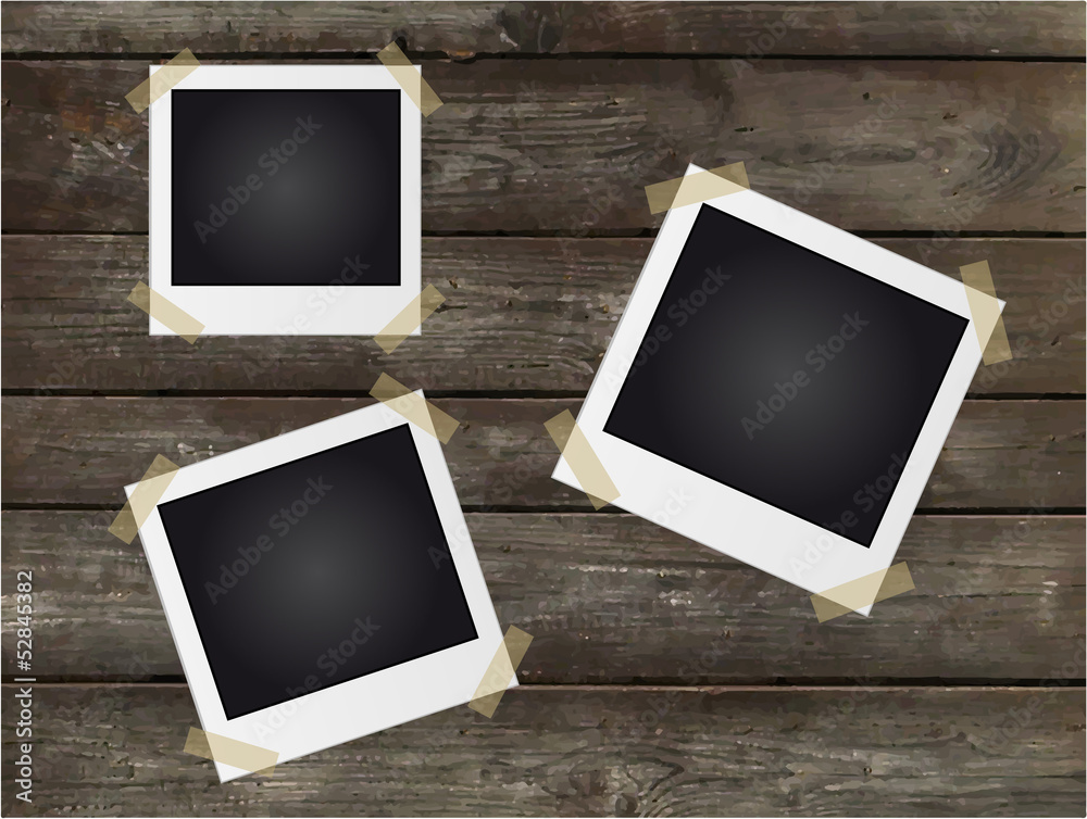 Vector wooden table with photos Vector wooden table with photos