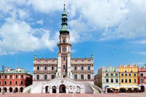 The main market square in the old town of Zamosc. It is on the U photo