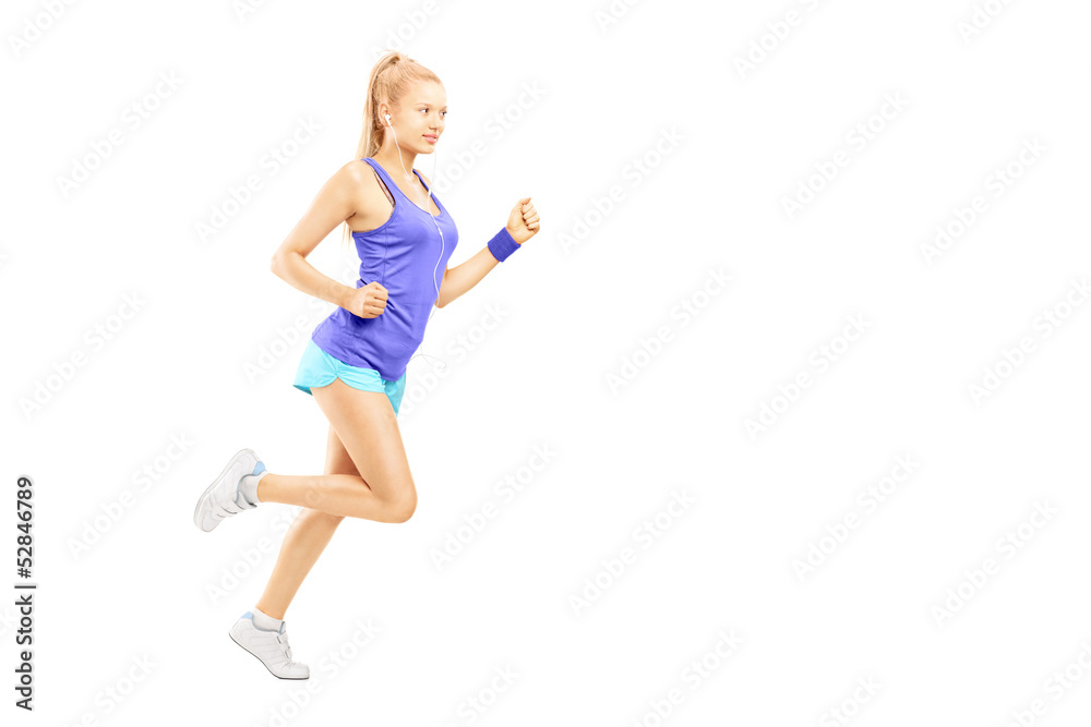 Full length portrait of a young female running Full length portrait of a young female running