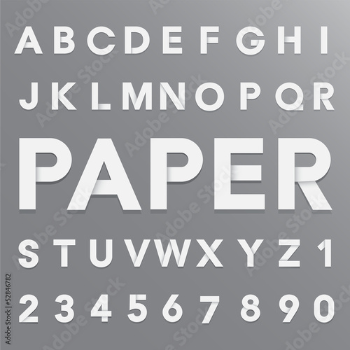 White paper alphabet with shadow