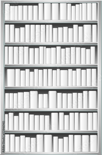 Bookcase with white books