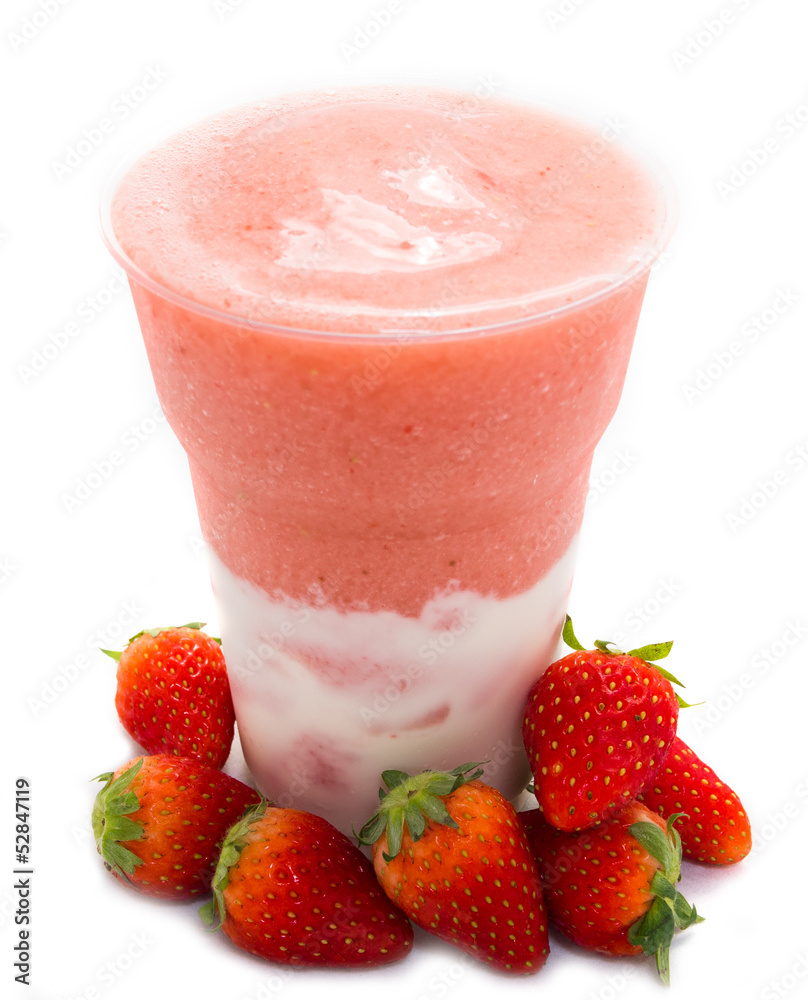 Strawberry smoothie on white background Strawberry smoothie on white background