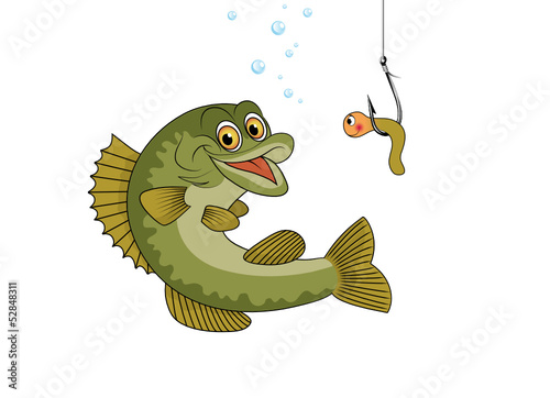 Fisch fangen mit Wurm