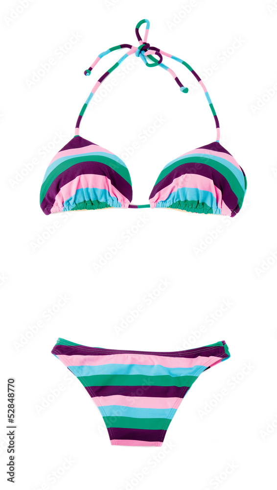Halter striped multicolored bikini