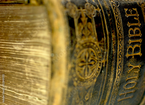 Spine of an old ancient holy bible