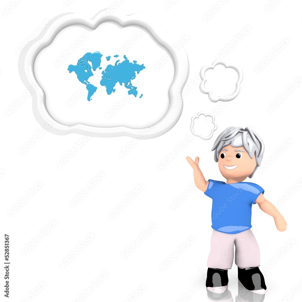international icon thought by a 3d character international icon thought by a 3d character