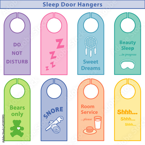 Sleep Bedroom Door Hangers, 8 styles, Pastels