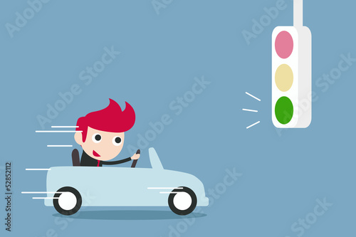 businessman driving with Green traffic light , vector