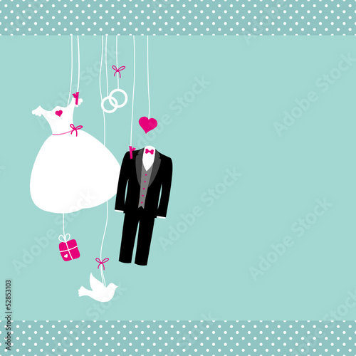 Hanging Wedding Symbols Retro Dots Pink