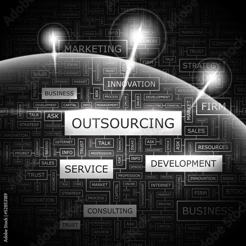 OUTSOURCING. Word cloud concept illustration.  