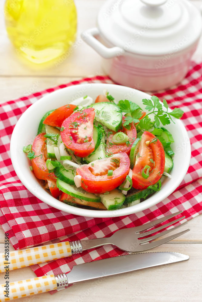 Salad with tomatoes and cucumbers Salad with tomatoes and cucumbers