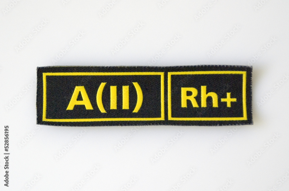The badge with blood group and Rh factor The badge with blood group and Rh factor