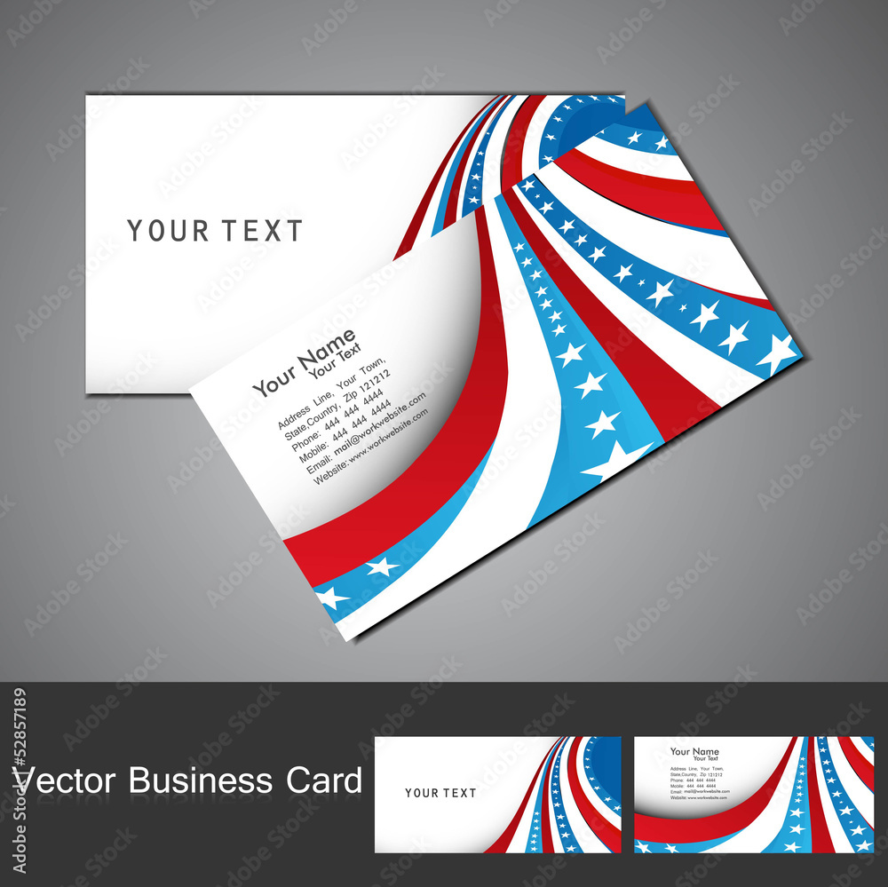American Flag 4th july business card set  wave design vector
