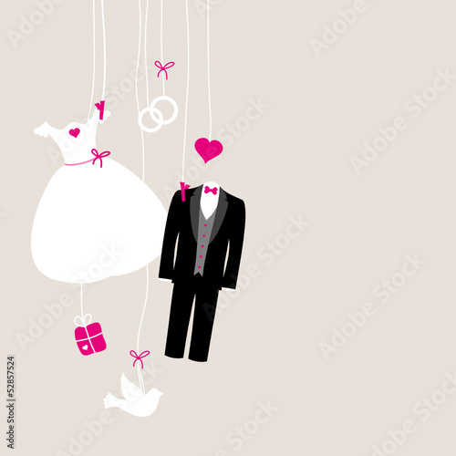 Hanging Wedding Symbols Retro Beige/Pink