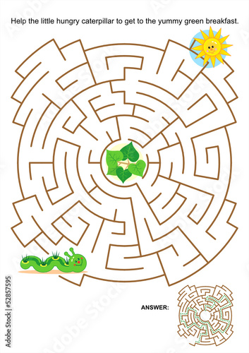 Maze game for kids with little hungry caterpillar