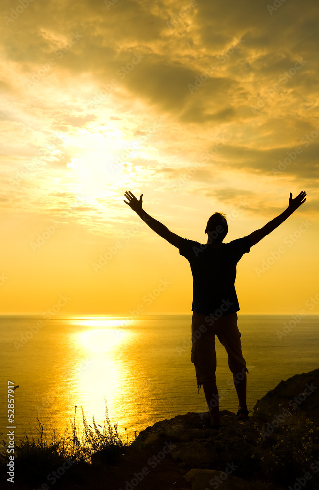 Fototapeta premium man on the sunset