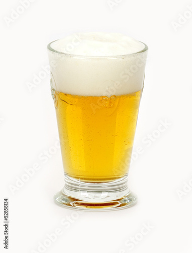 glass of beer on white