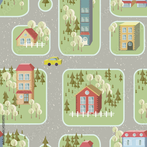 street illustration seamless pattern