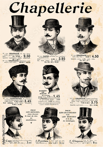 9 gentlemen with hat & mustache