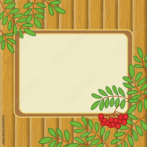 Background with rowanberry and table