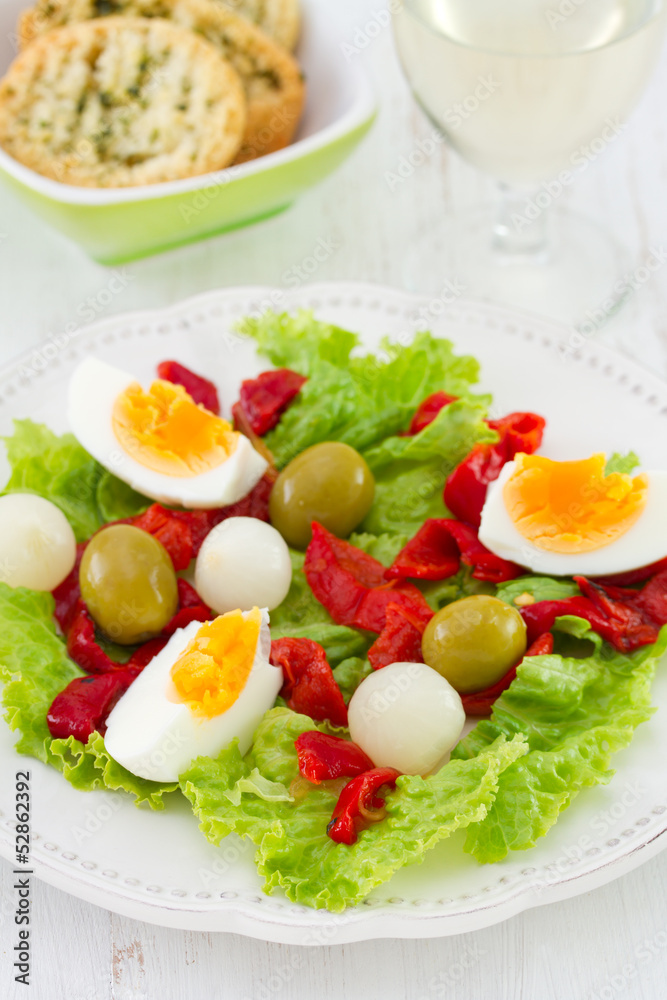 salad with egg, pepper and olives
