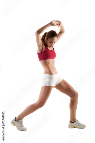 Athletic woman isolated on white background © catalineremia