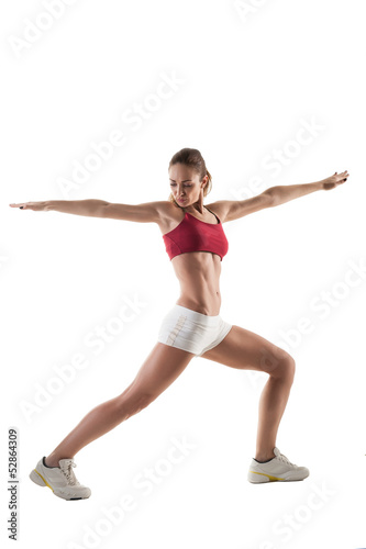 Athletic woman  isolated on white background