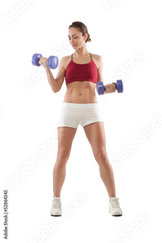 Athletic woman isolated on white background