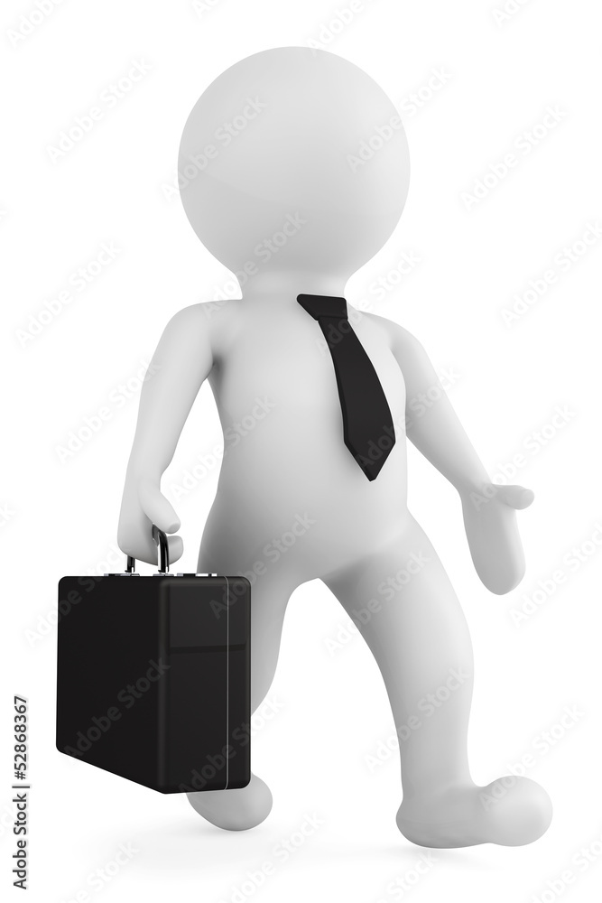 3d businessman running with a briefcase in his hand 3d businessman running with a briefcase in his hand