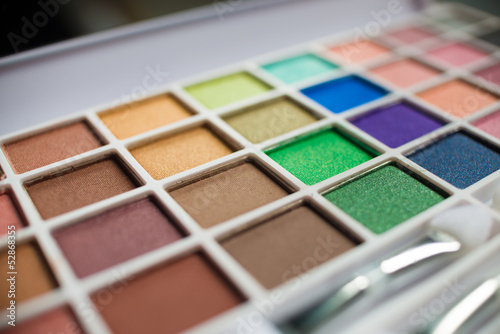 Macro shot of colorful make-up kit