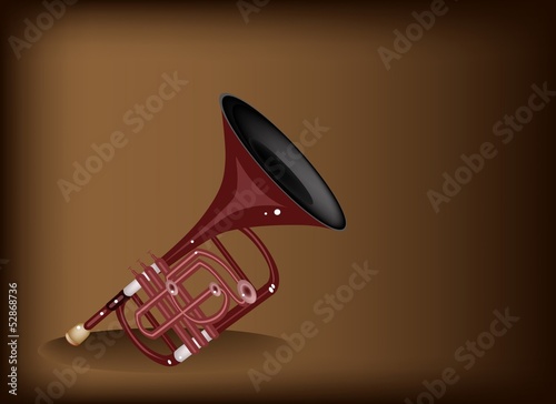 A Musical Cornet on Dark Brown Background