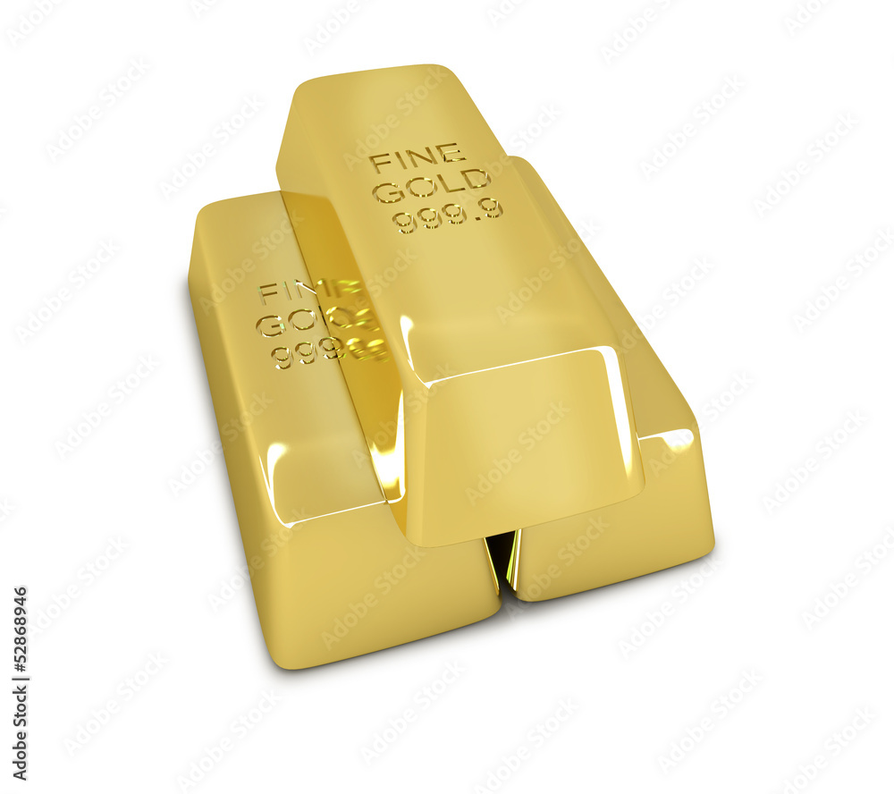 golden bars on white background golden bars on white background