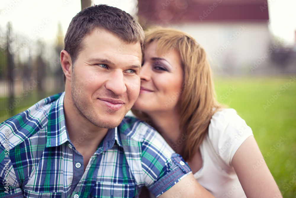 Young couple relaxing in park