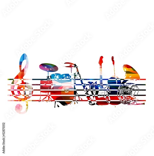 Colorful music instruments background