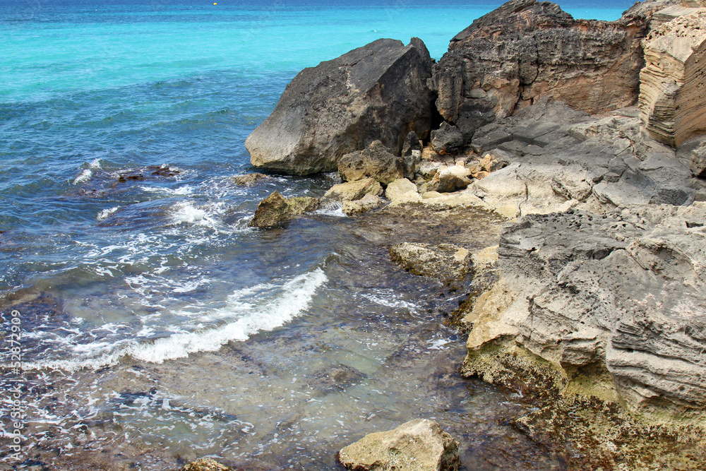 turquoise rocky beach in mallorca balearic island turquoise rocky beach in mallorca balearic island