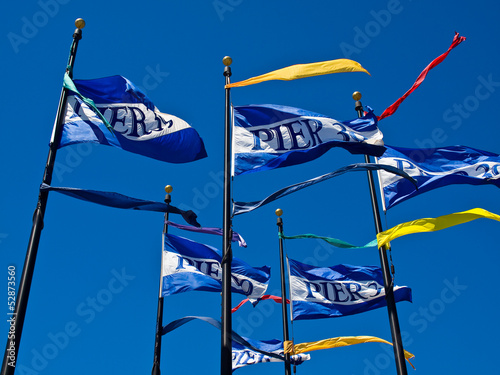 Canvas Print The Flags of Pier 39 in San Francisco California USA