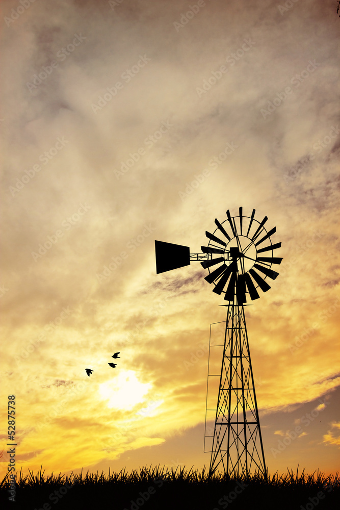 Windmill at sunset Windmill at sunset