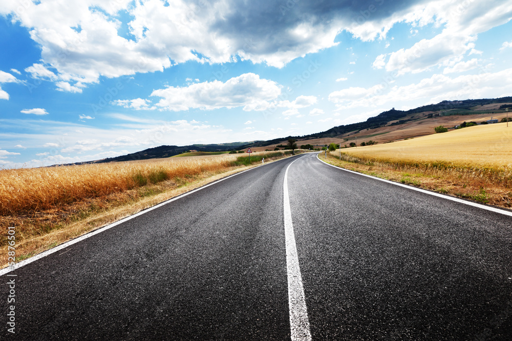 asphalt road in Tuscany Italy