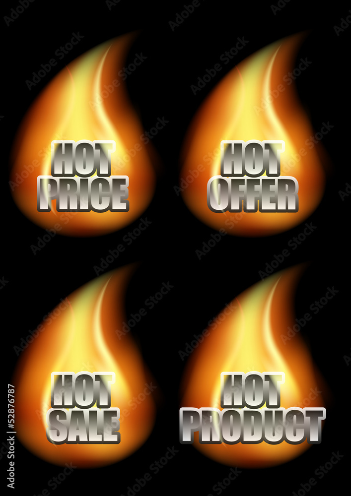 Set of Four Hot Eshop Messages in Flame Set of Four Hot Eshop Messages in Flame