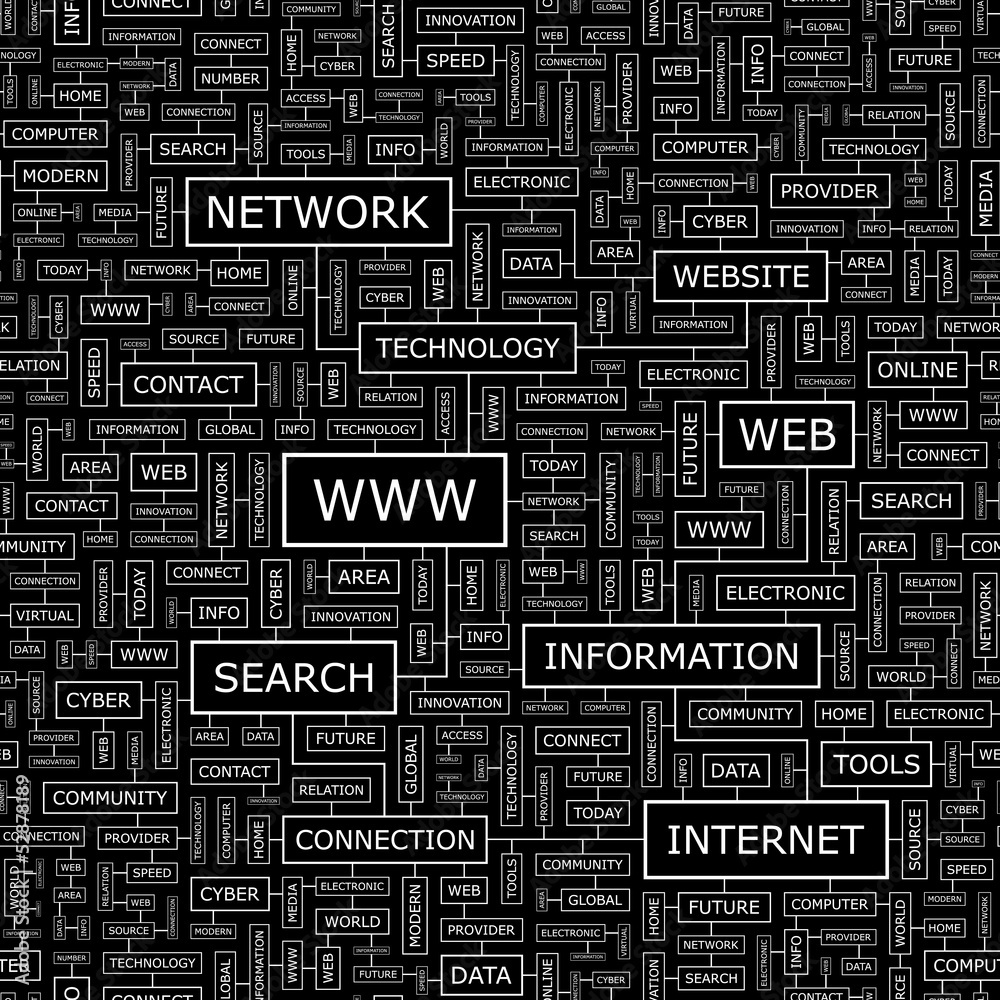 WWW. Word cloud concept illustration. WWW. Word cloud concept illustration.