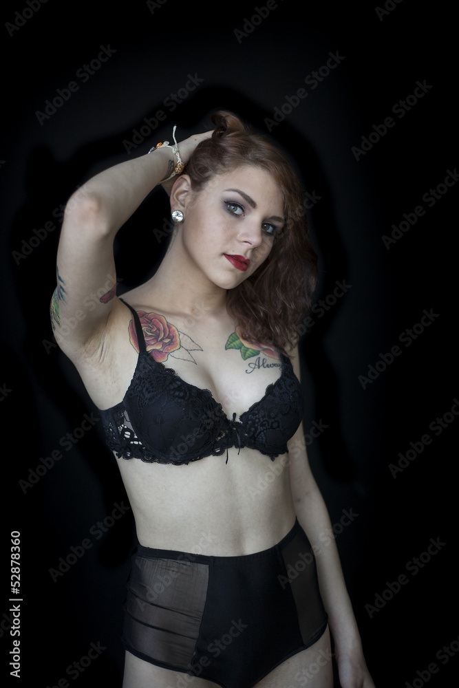 Young Woman with Beautiful Green Eyes iin Her Underwear Young Woman with Beautiful Green Eyes iin Her Underwear